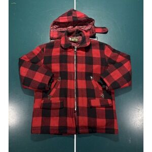 Vtg Timber King Wool Mackinaw Cruiser Hunting Jacket Men Large Buffalo Plaid 60s